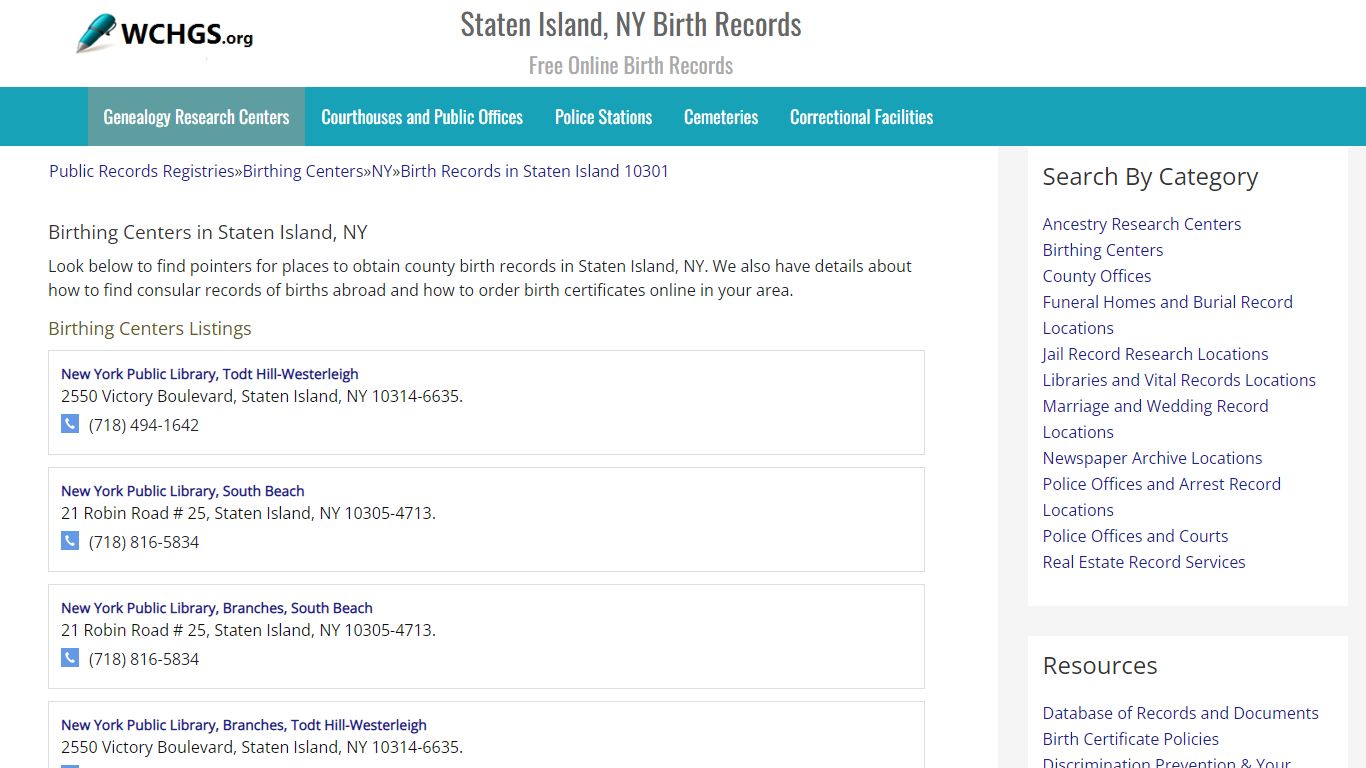 Staten Island, NY Birth Records - Free Online Birth Records - WCHGS.org